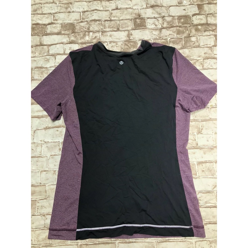 LULULEMON S mens Vent Tech Maroon Black Color Block Tee Shirt S/S